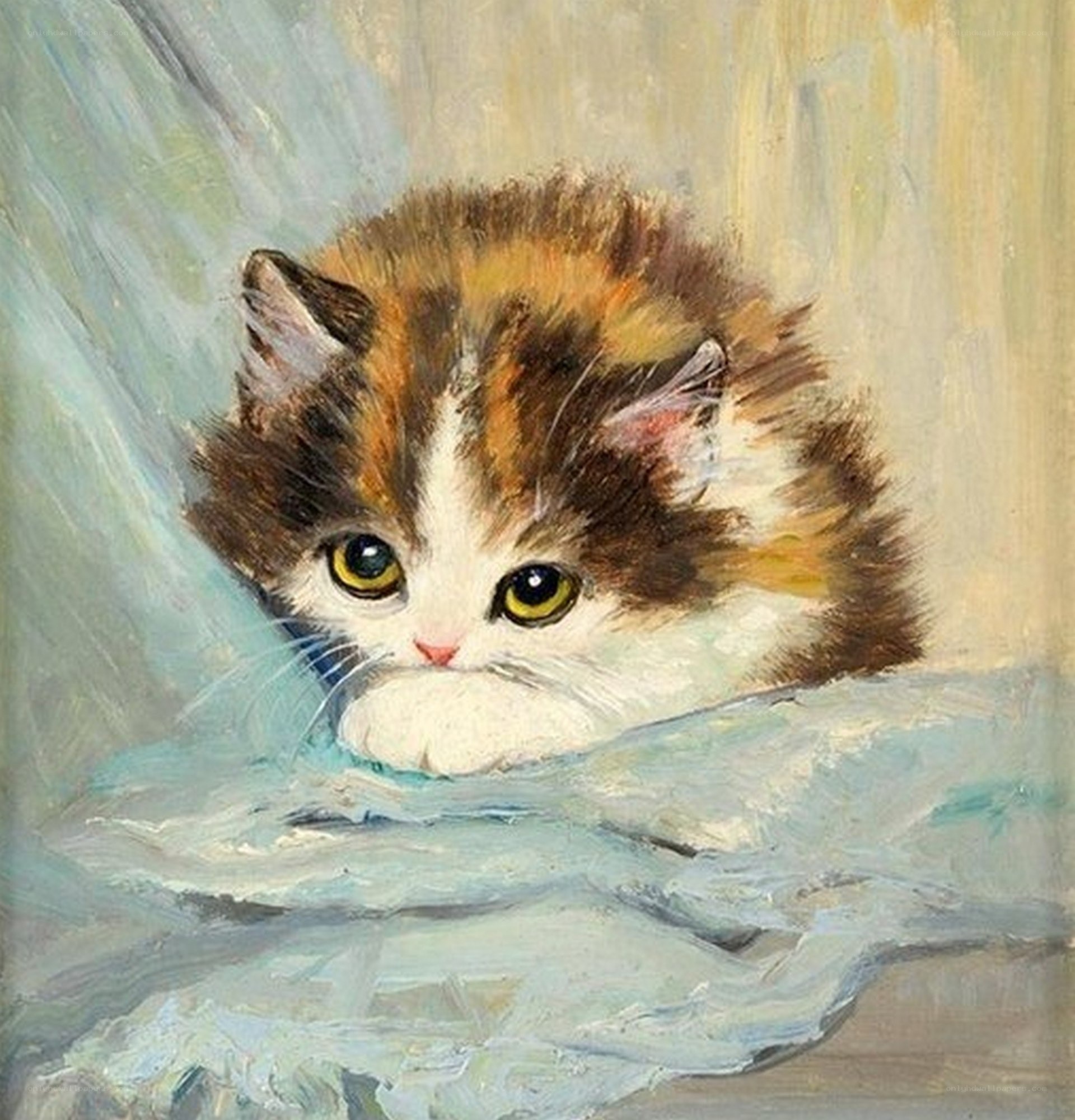 calico kitten painting
