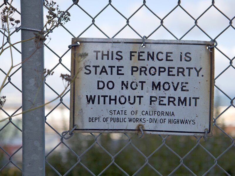 California state fence property sign