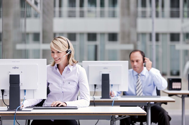 Call center agents at work