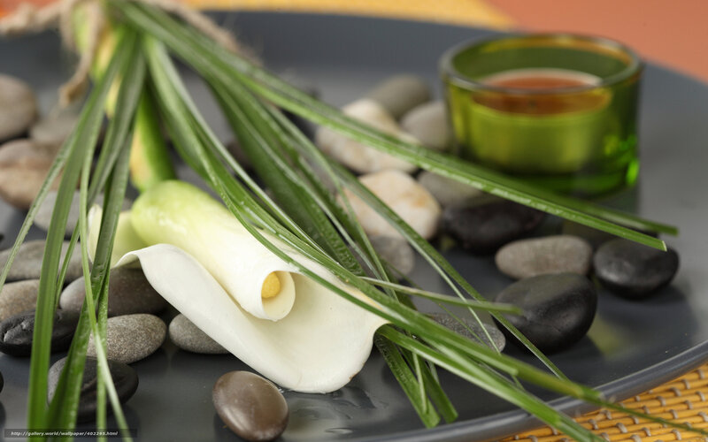 Calla lily with stones and candle