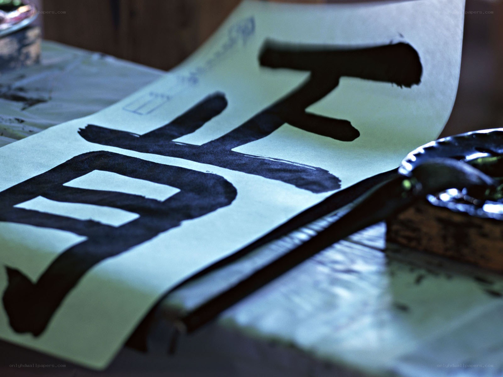Calligraphy practice on paper