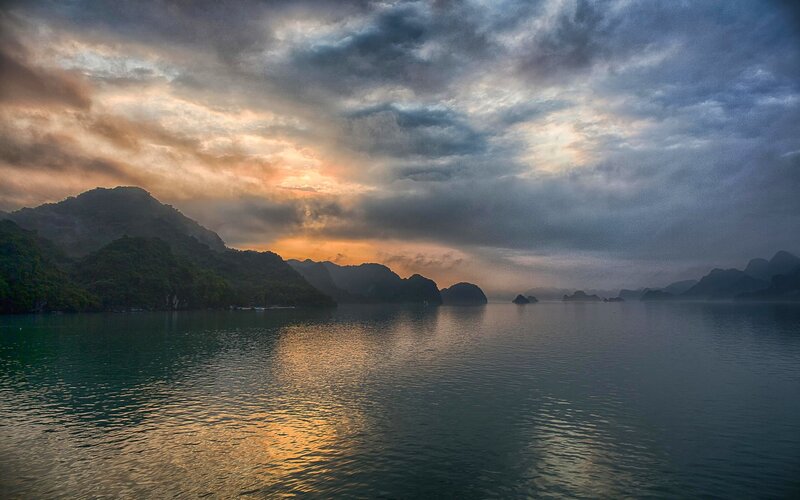 Calm Bay at Sunset — Blue