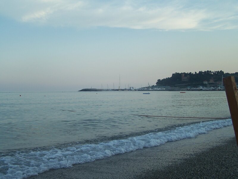 calm beach at dusk