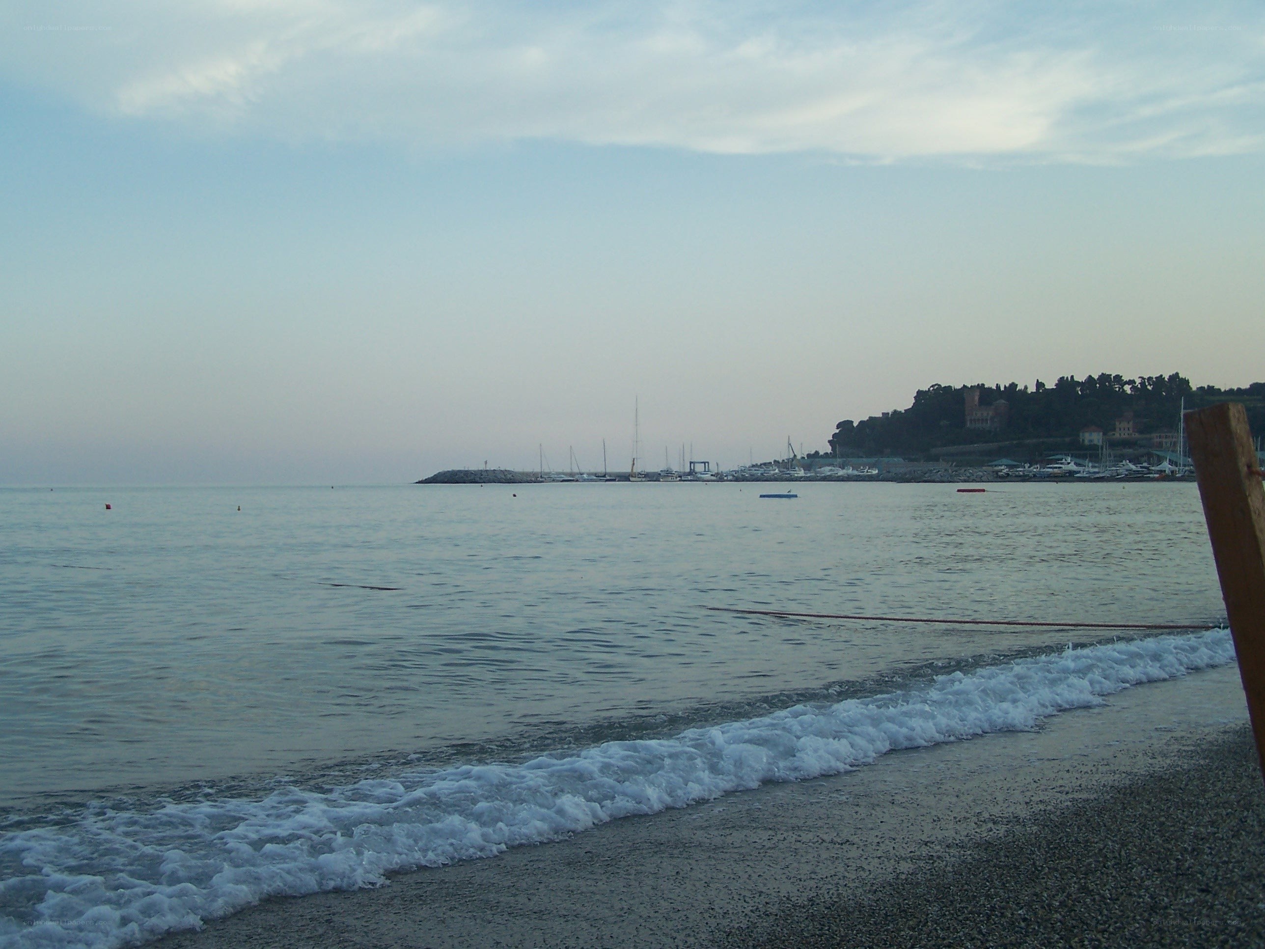 calm beach at dusk
