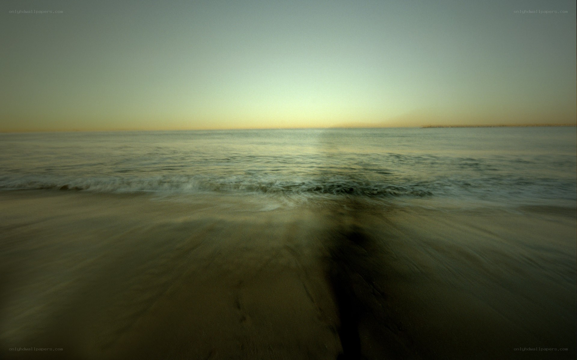 calm beach at dusk
