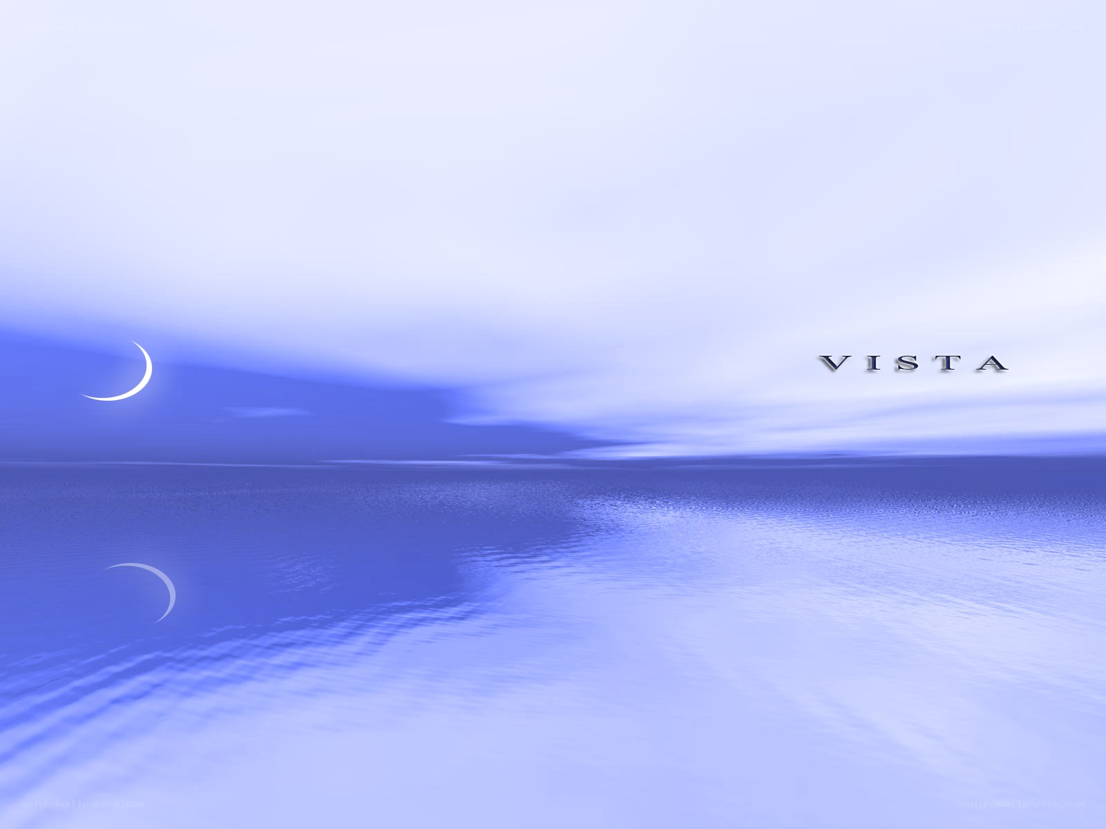 Calm blue seascape with moon