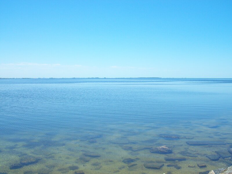 calm blue waters under clear sky