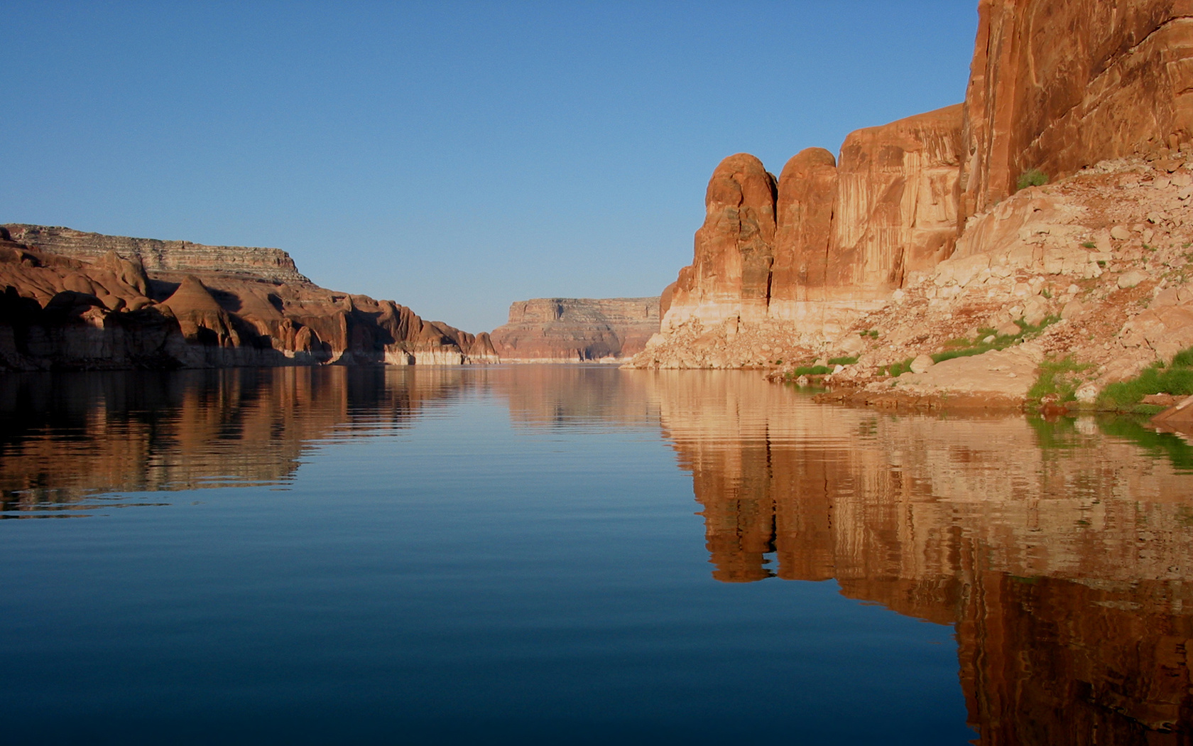 Calm canyon lake reflection