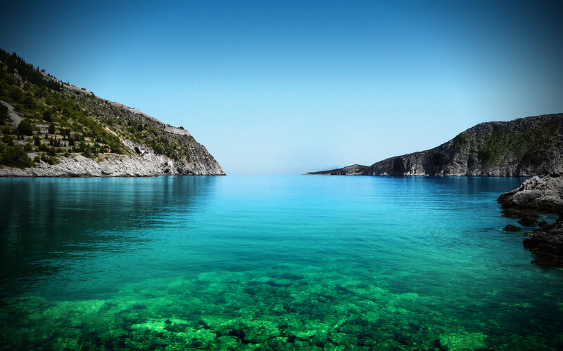 Calm coastal bay with clear water
