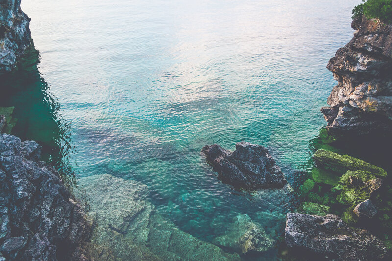 Calm coastal cove with clear water