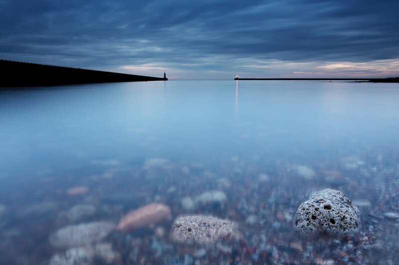 Calm harbor at dusk