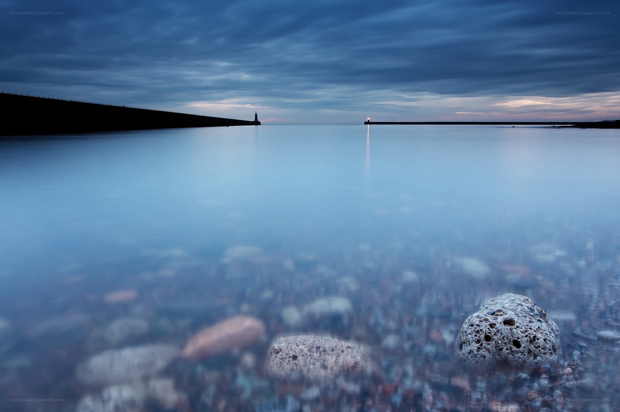 Calm harbor at dusk