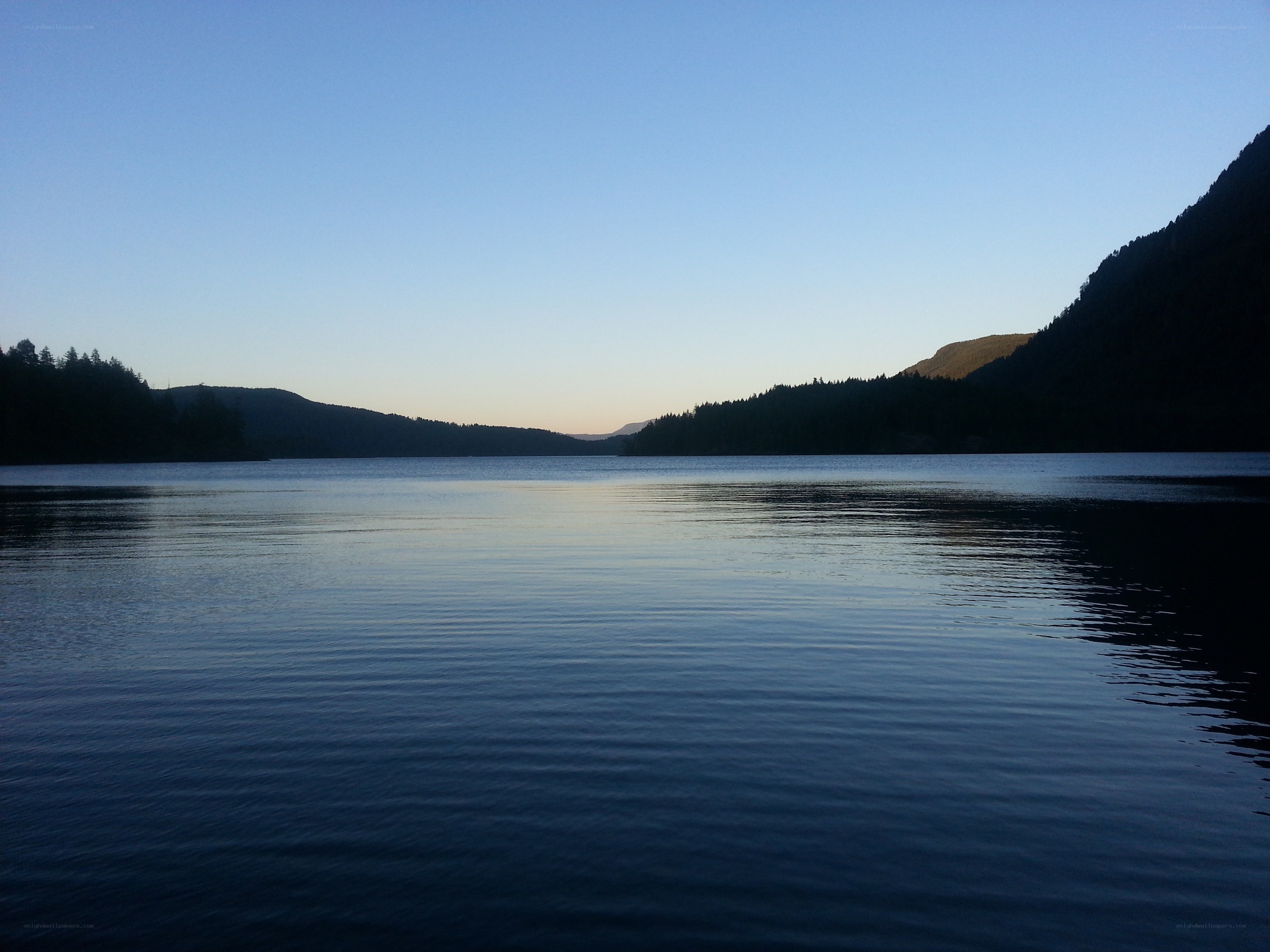 calm lake at dusk
