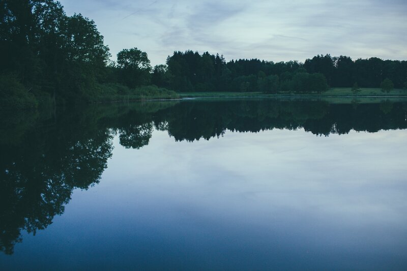 Calm lake at dusk