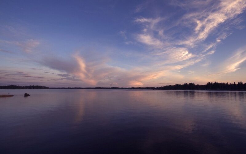 Calm lake at dusk