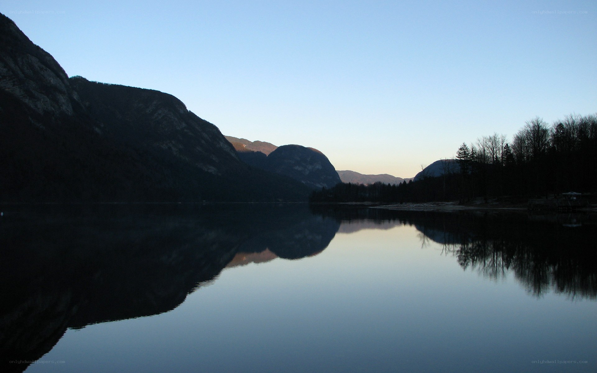 calm lake at dusk