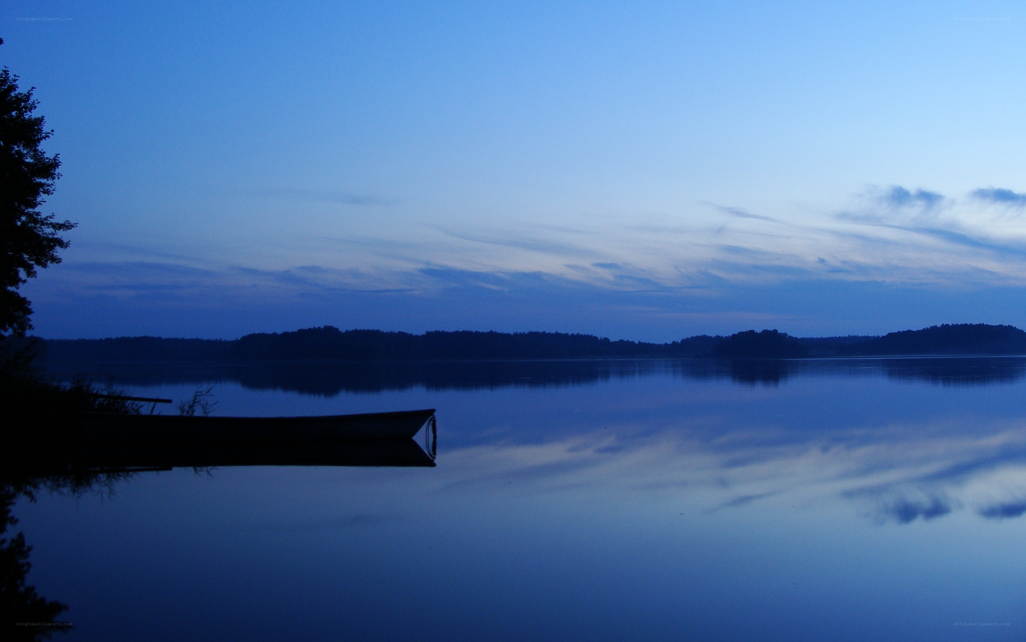 Calm lake at dusk