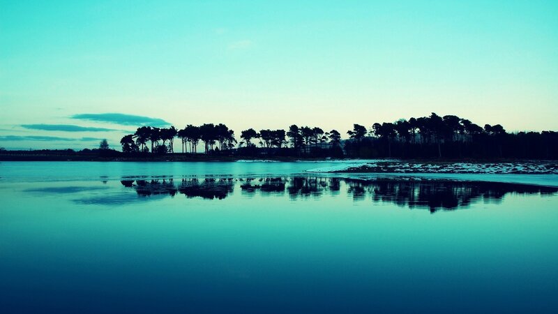 calm lake at dusk