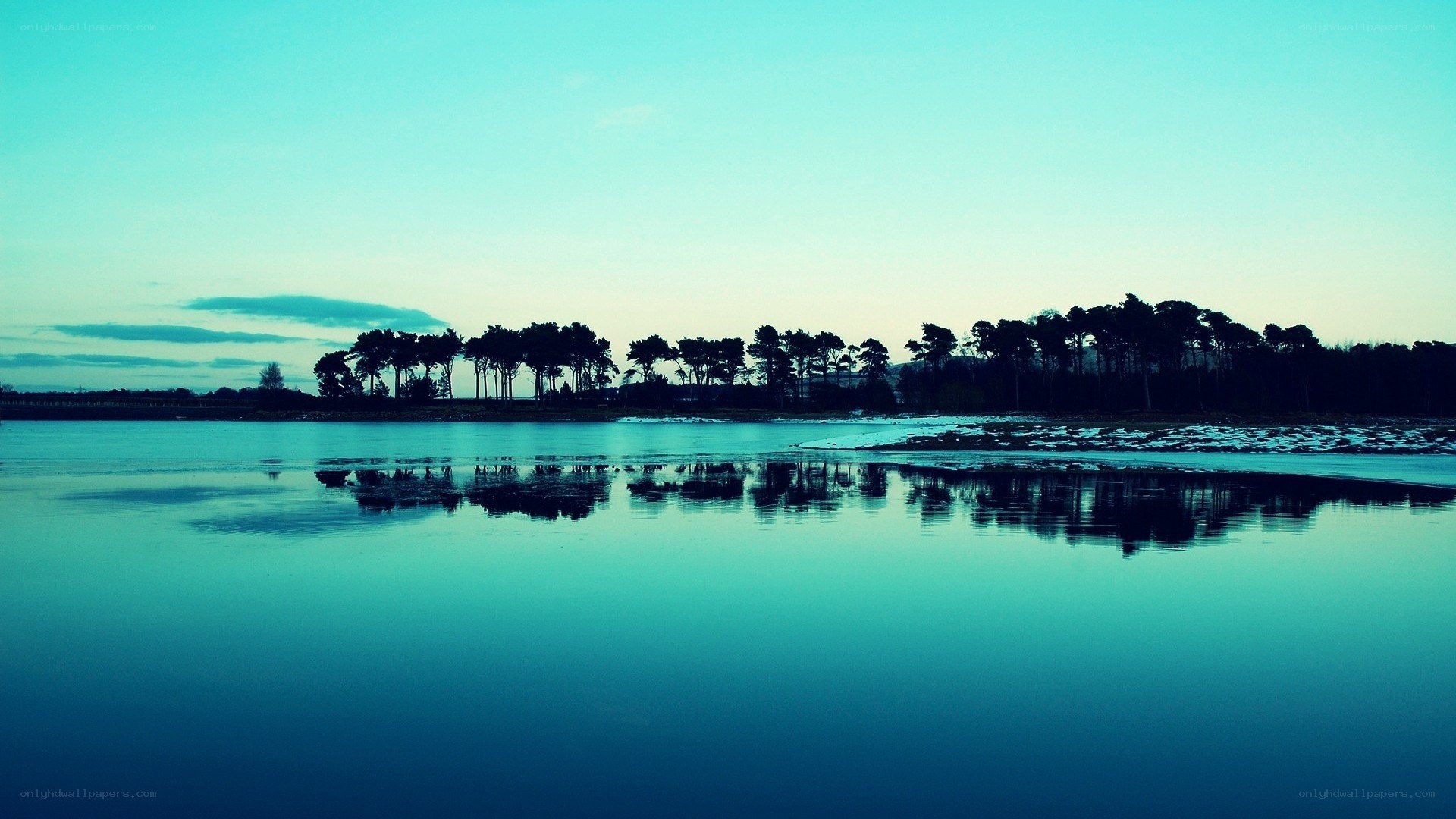 calm lake at dusk