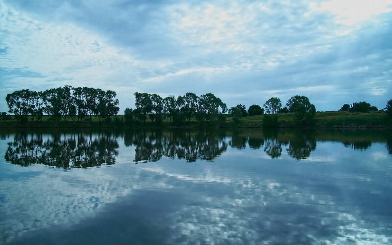 Calm lake at dusk