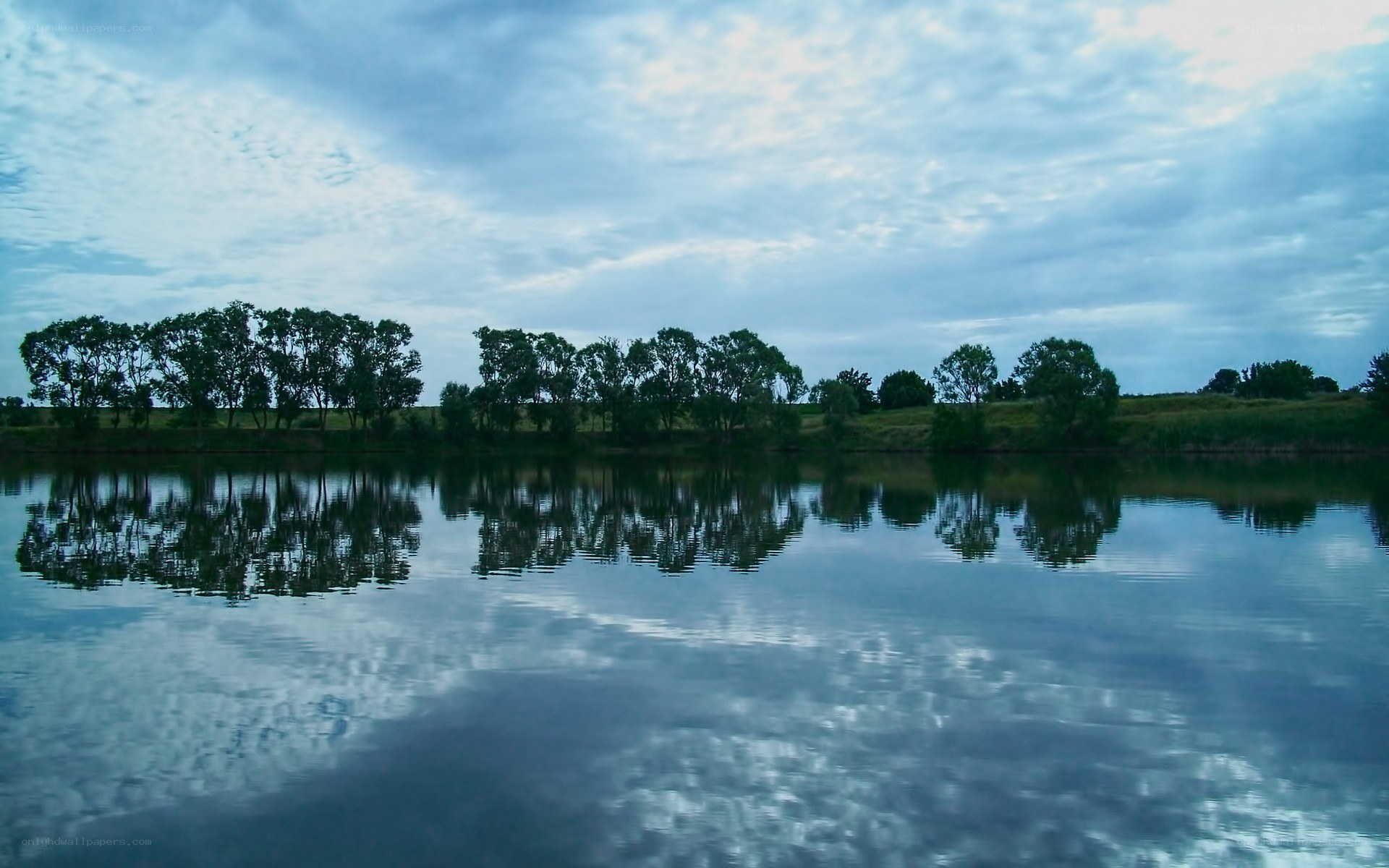 Calm lake at dusk