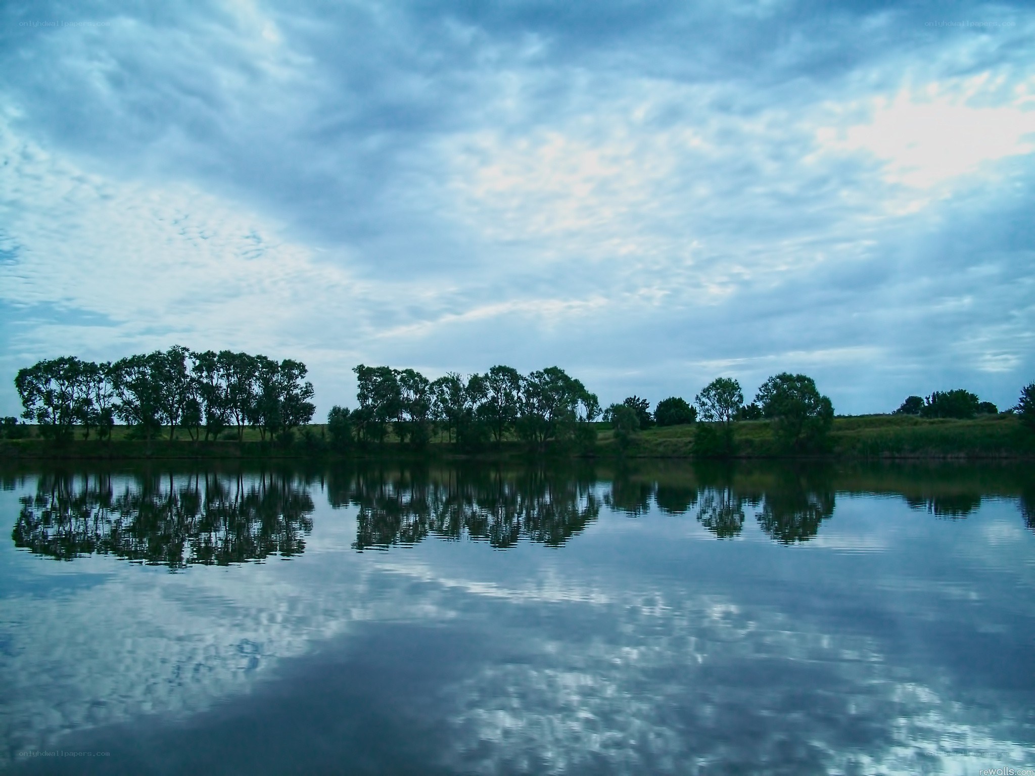 Calm lake at dusk