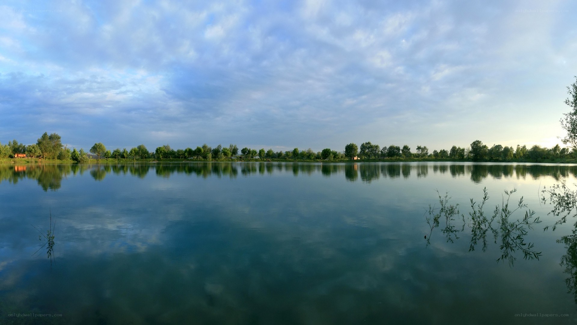 Calm lake at dusk