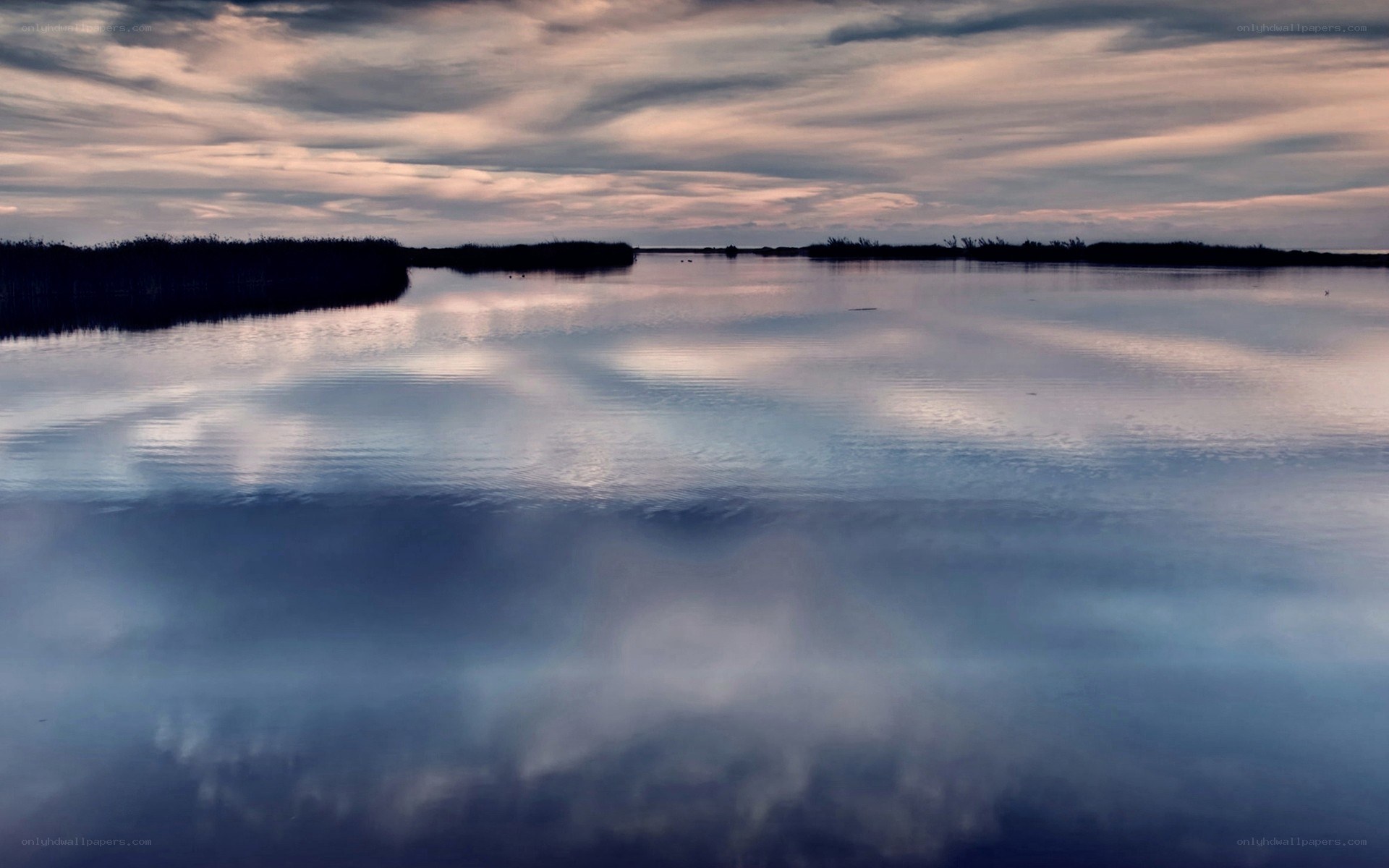 calm lake at dusk
