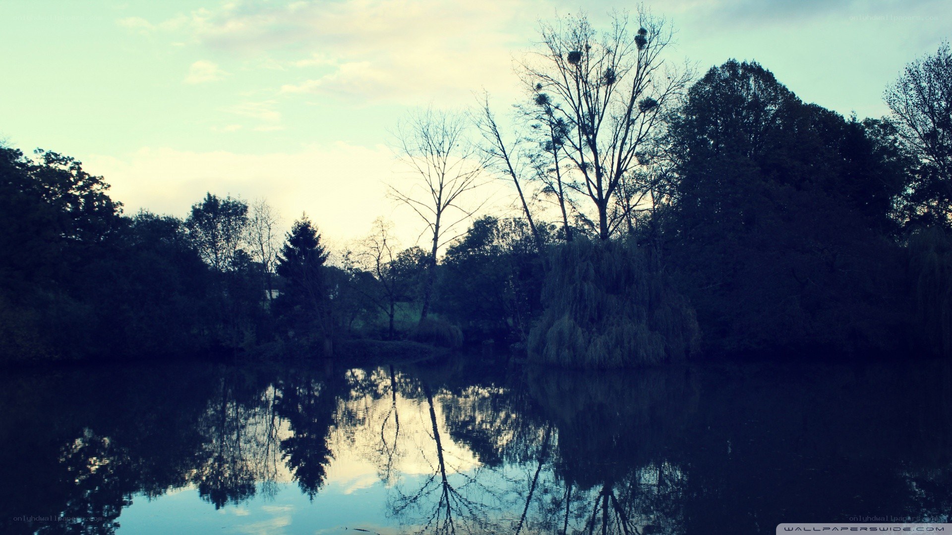 Calm lake at dusk