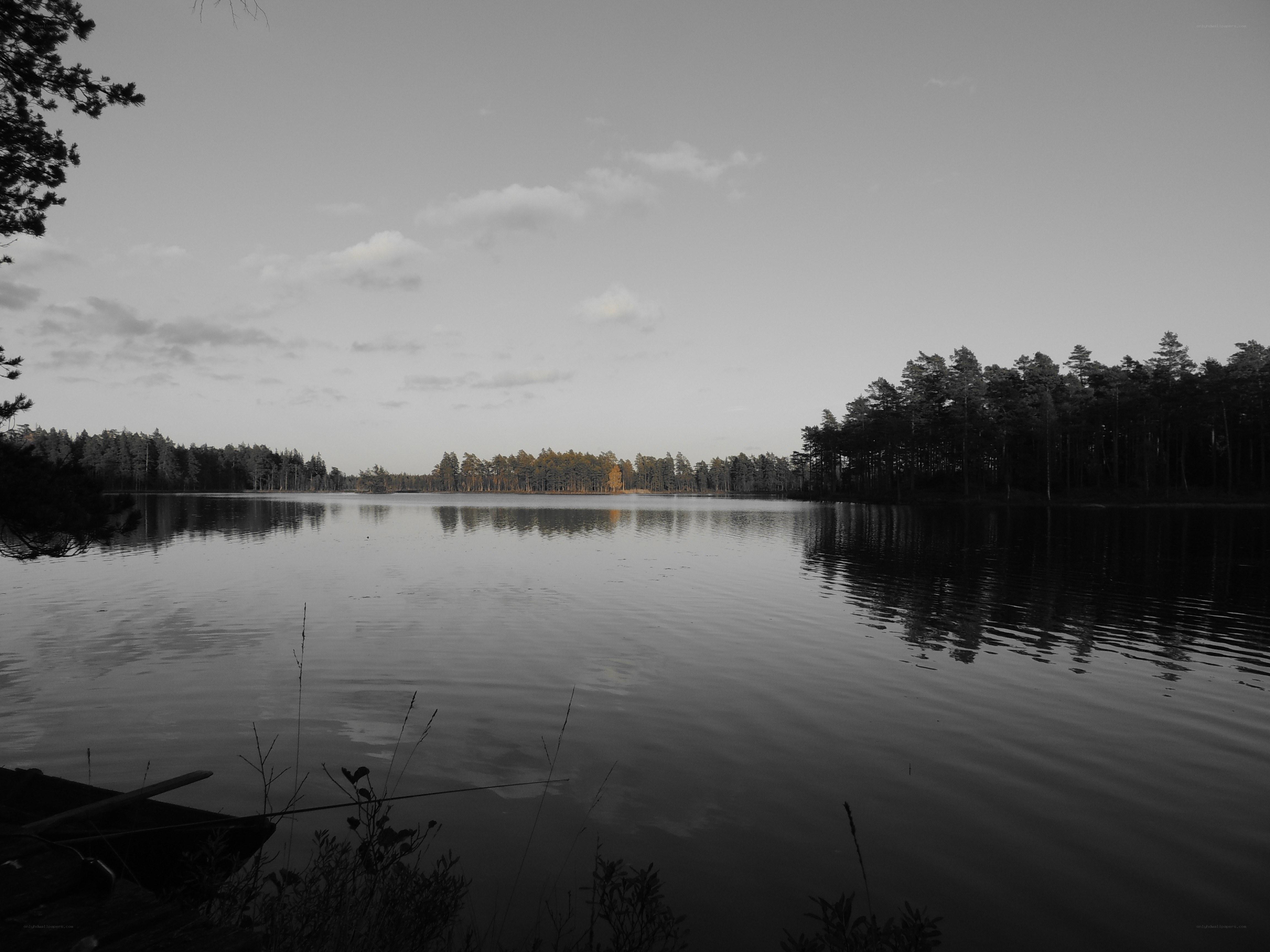 calm lake at dusk