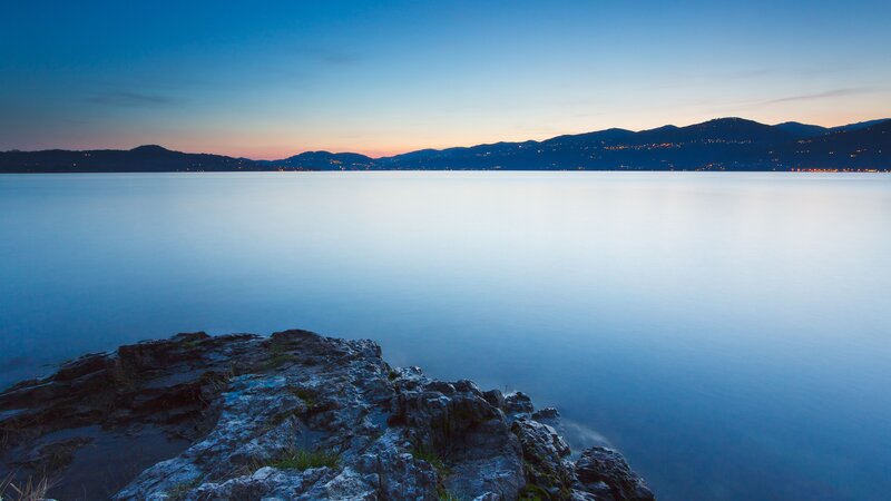 calm lake at dusk