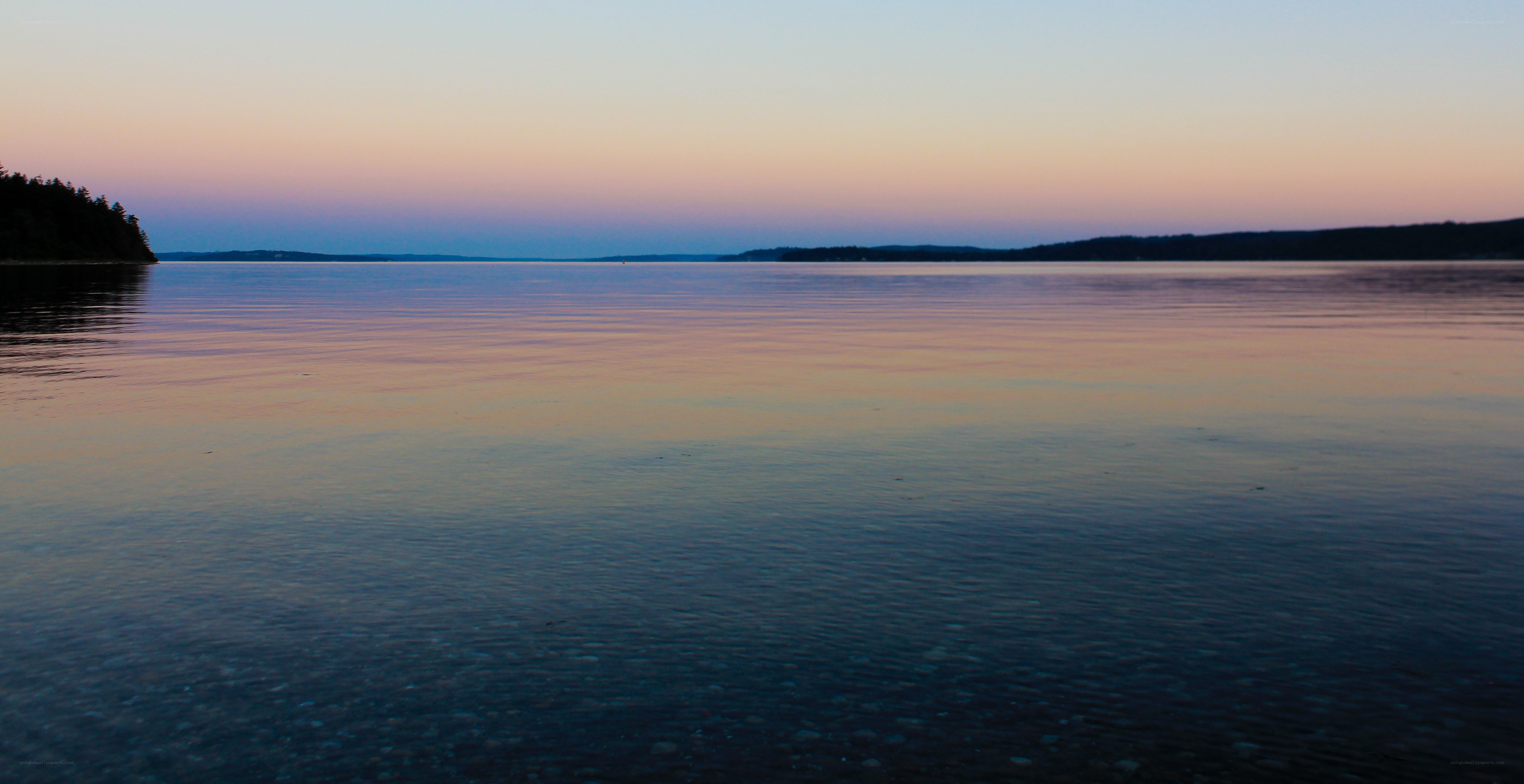 calm lake at dusk