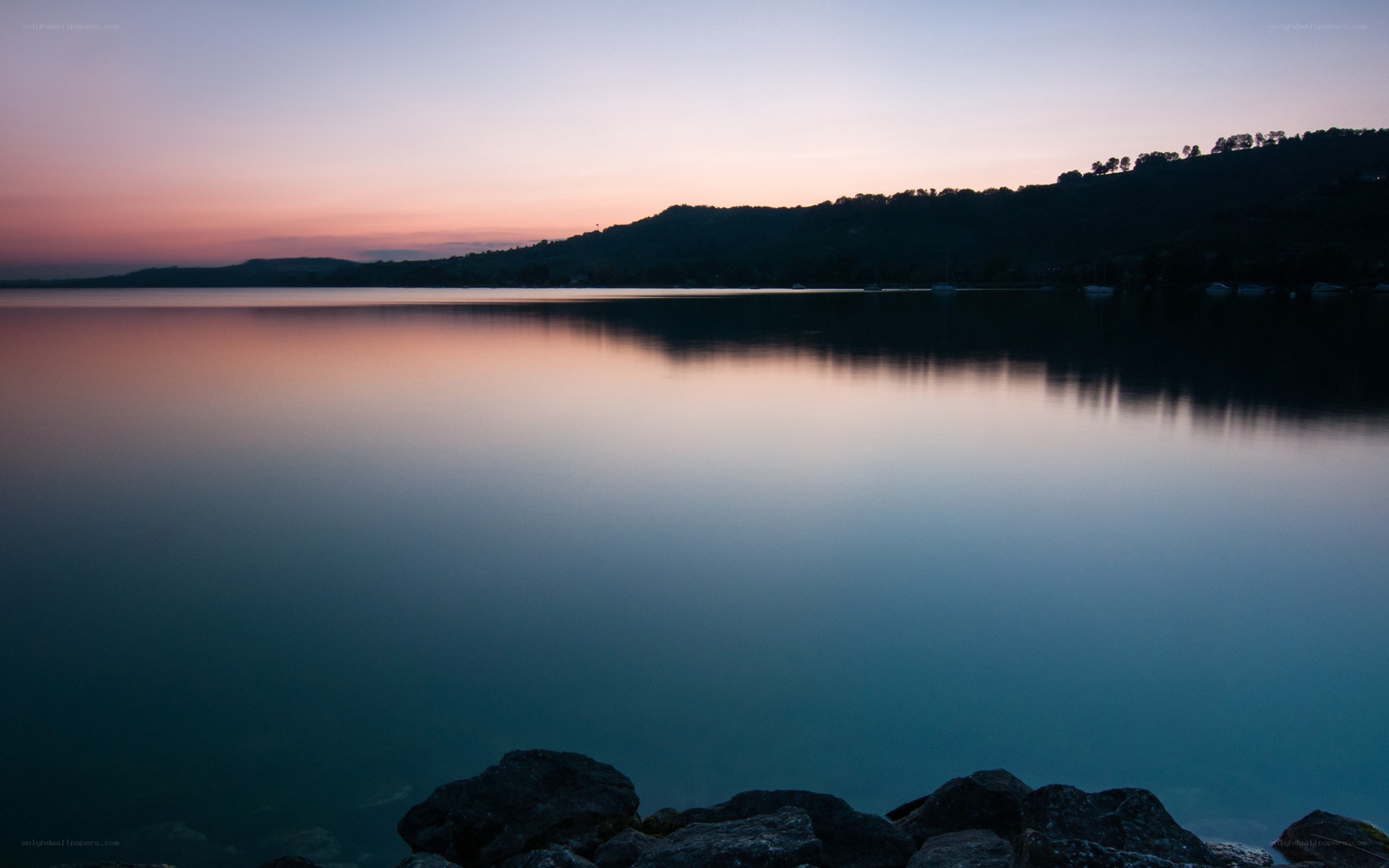 calm lake at dusk