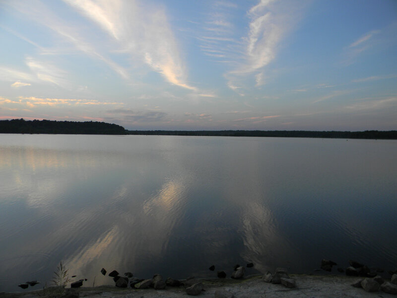 calm lake at dusk