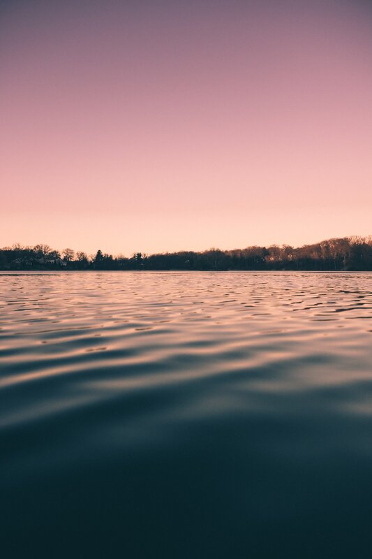 Calm Lake at Dusk — Pink