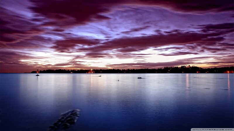 Calm Lake at Dusk — Purple