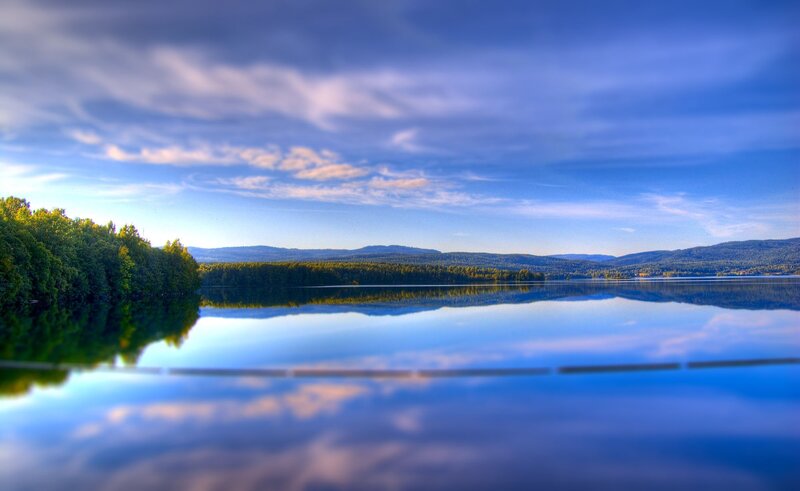 calm lake at sunrise
