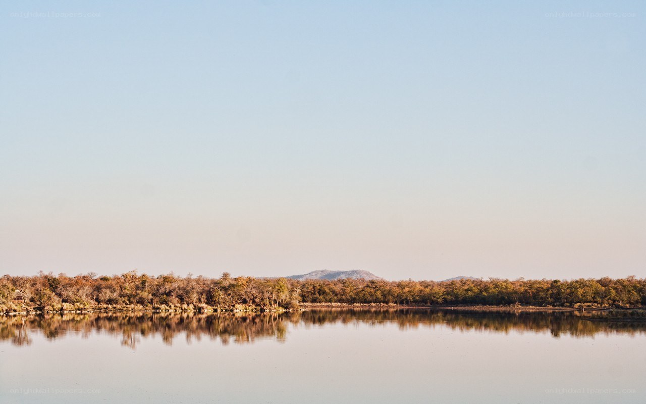 calm lake at sunset