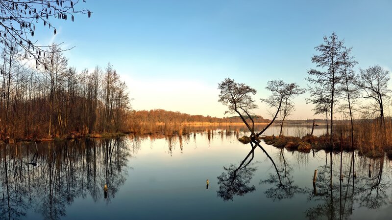 Calm lake at sunset