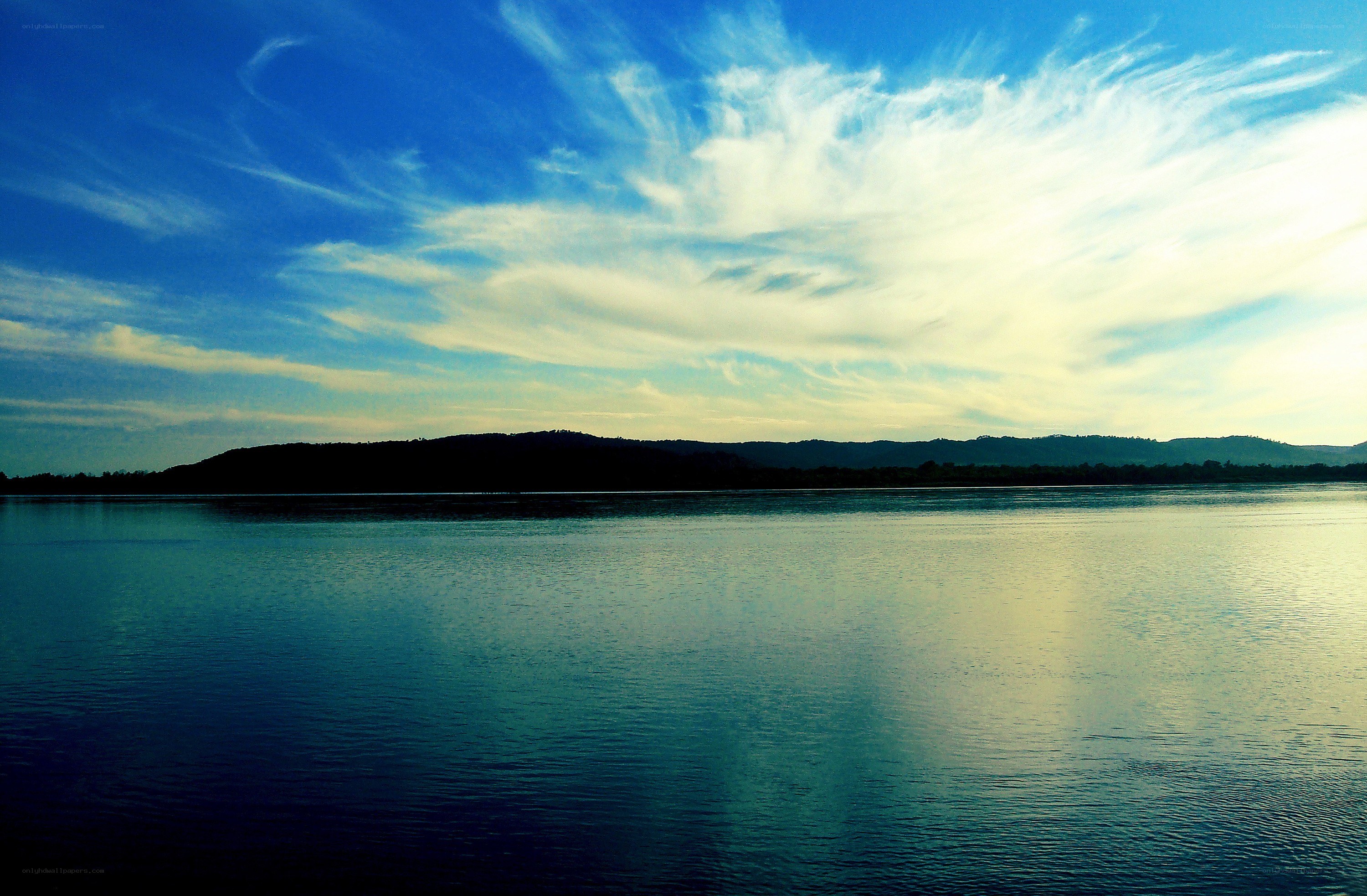 calm lake at sunset