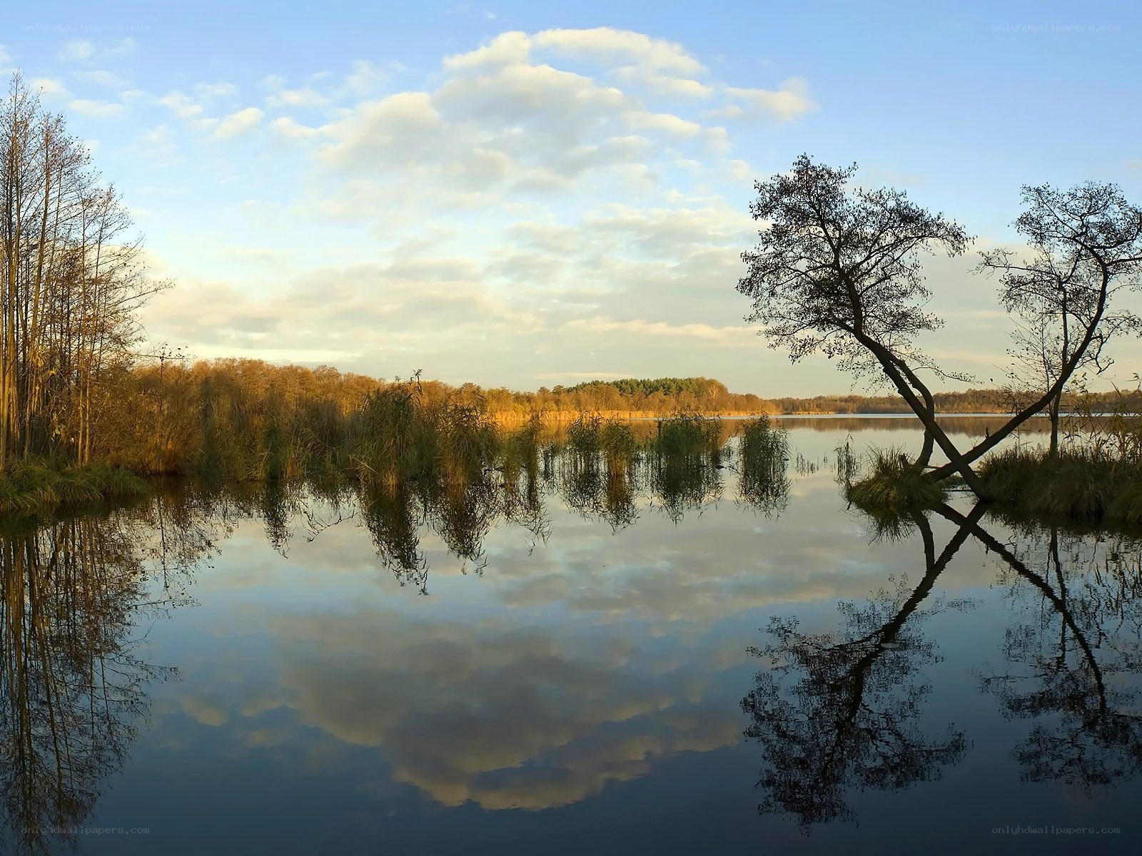 Calm lake at sunset