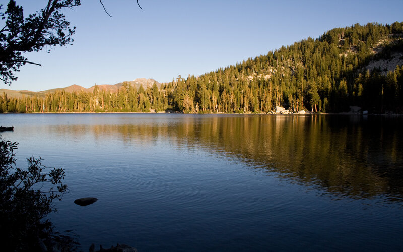 calm lake at sunset