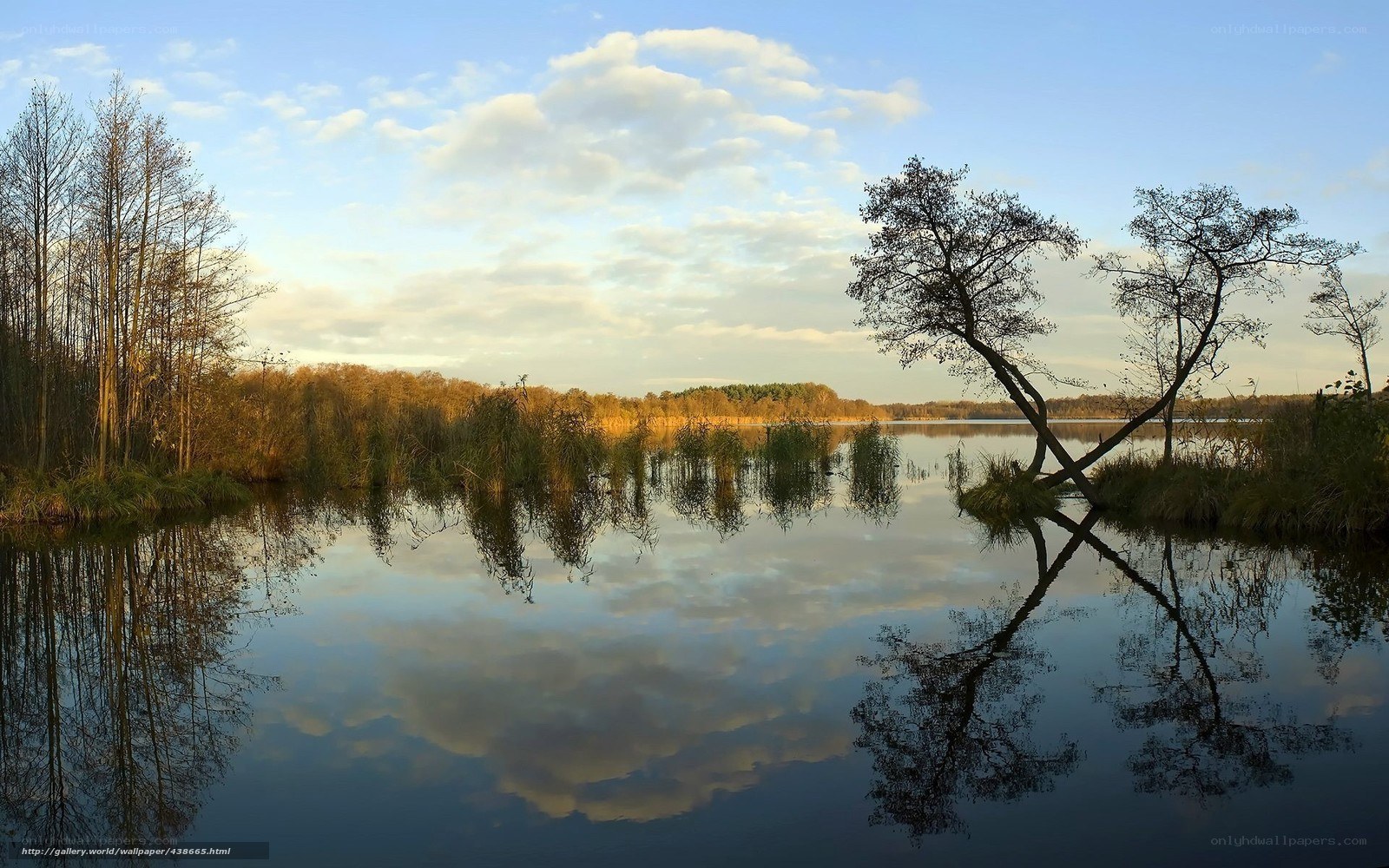 Calm lake at sunset