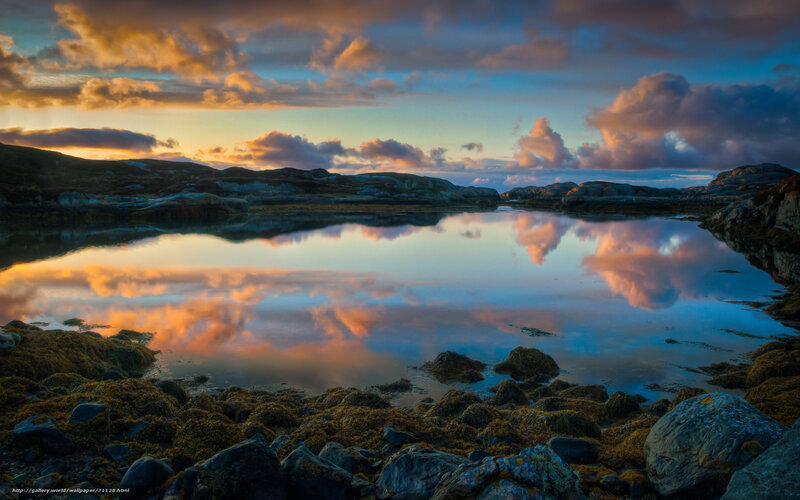Calm Lake at Sunset — Blue