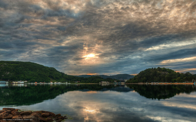 Calm Lake at Sunset — Gray