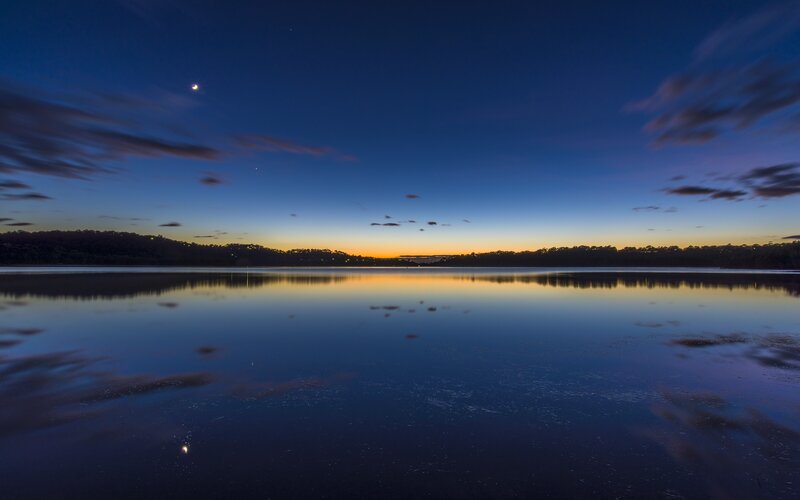 Calm Lake at Twilight — Blue
