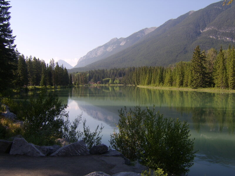 Calm Lake in Mountain Valley — Green