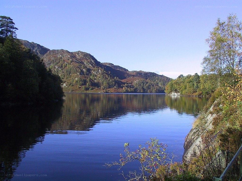 calm lake in mountainous landscape