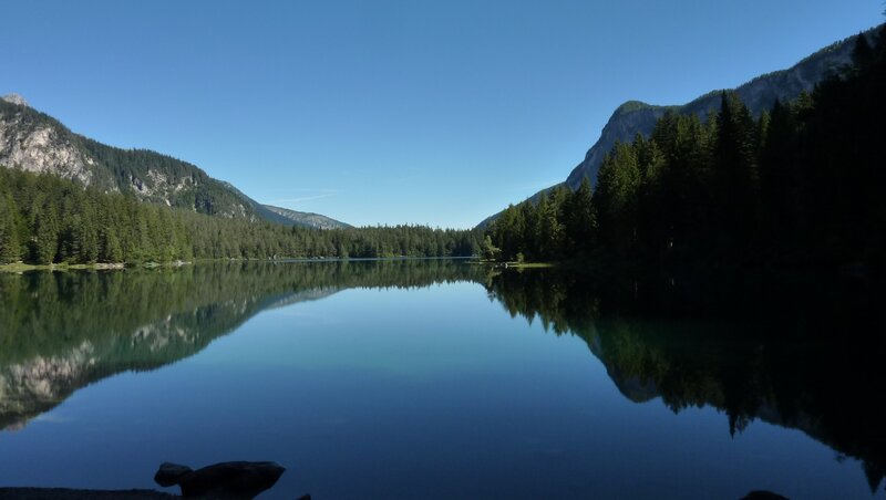 Calm Lake in Mountains — Blue, Serene