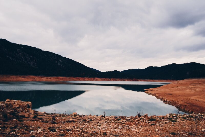 Calm Lake in Mountains — Blue